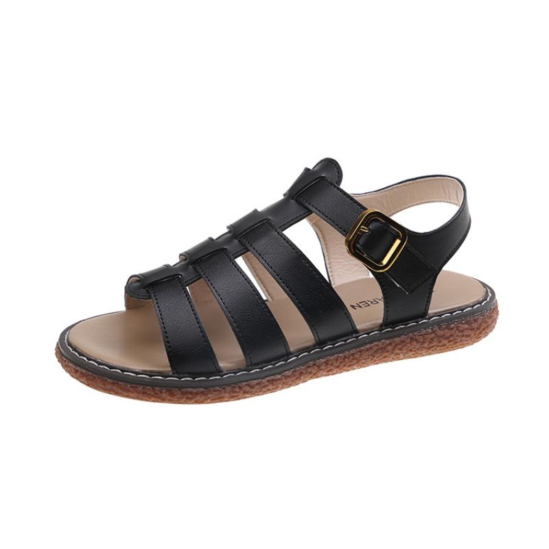 Женские сандалии 2022 Летние сандалии на плоской подошве с открытым носком Женские удобные пляжные туфли Демисезонная обувь Дизайнерские сандалии для вечеринок 35 чёрный 2118₽