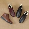 Winter new cotton shoes medium flat non-slip snow boots middle-aged and elderly velvet warm short boots elderly leather shoes