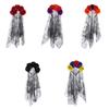 Gothic Flower Hairband with Veil for Women-orange Red Purple