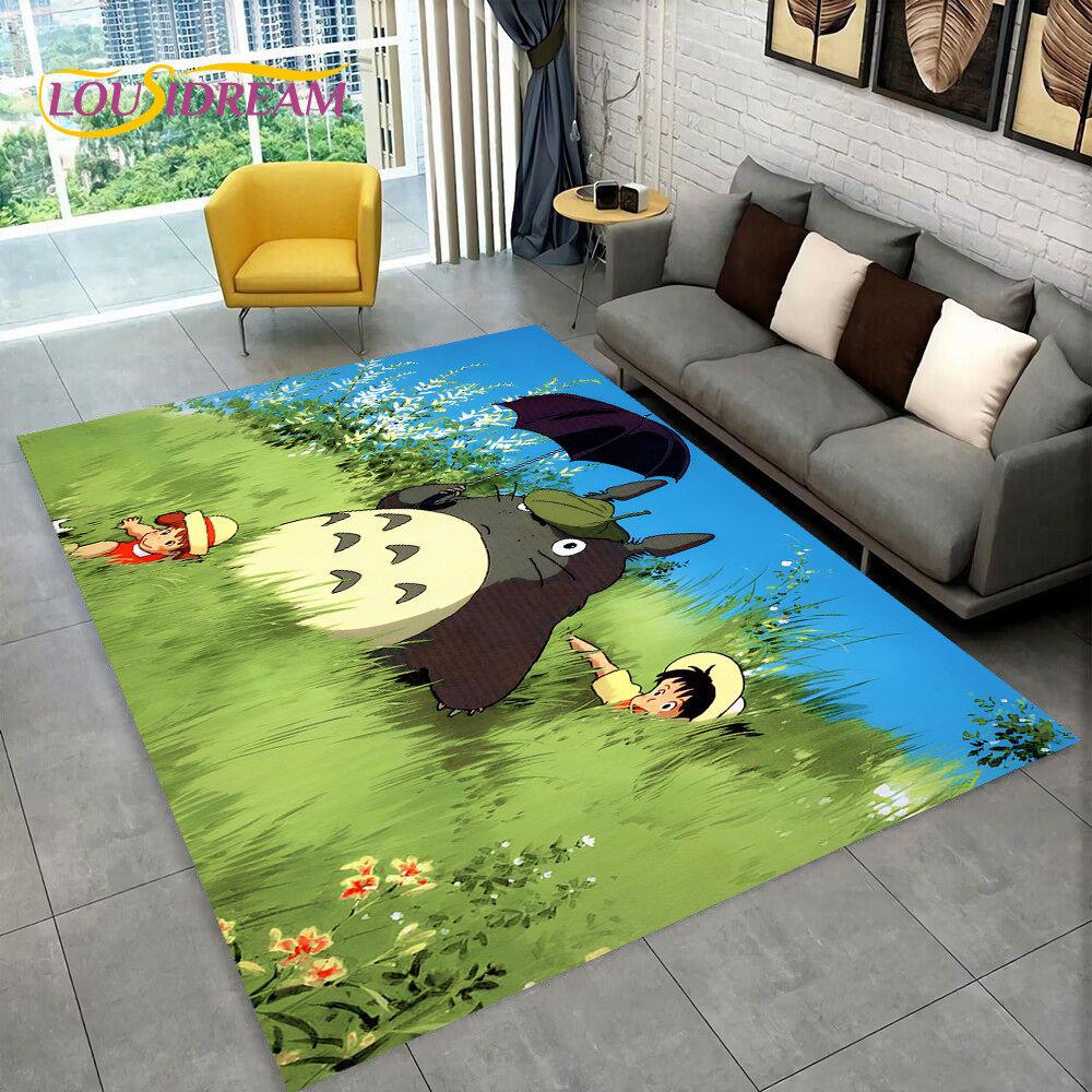 Cartoon My Neighbor T-Totoro Anime Area Rug,Carpet Rug for Living Room Bedroom Sofa Doormat Decoration,Kid Non-slip Floor Mat 3D
