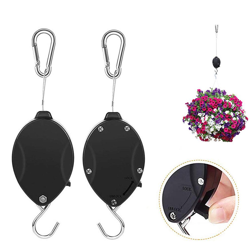 Telescopic Plant Pulley Stainless Rope Retractable Flower Basket Hook 25kg Weight Bearing Plant Hanger
