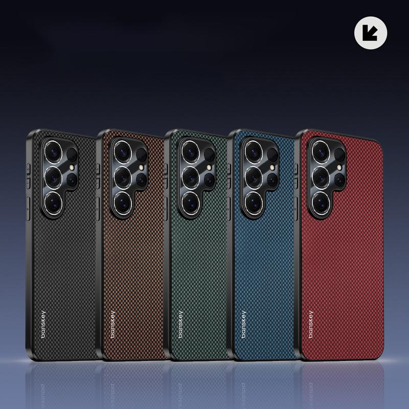 Capa de Celular Dissipadora de Calor Kevlar Fibra de Carbono Cor Sólida Fosca de Luxo Para Samsung S25 Ultra S23 S24 Ultra Plus Capa Protetora