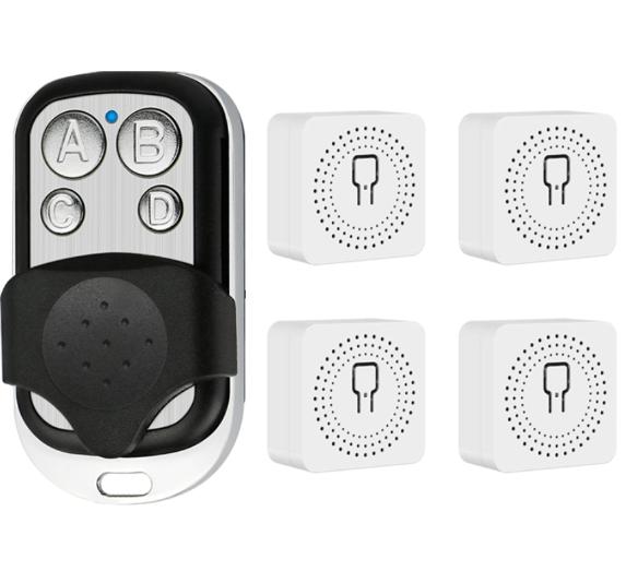 433MHz Drahtloser Lichtschalter Fernbedienung 4 Tasten RF Relais Empfänger EIN/AUS Taste 16A AC 100-240V Für LED-Lampe DIY Garagentore