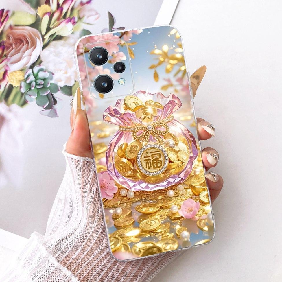 Transparent For Realme Q5 Case RMX3478 Cute Fashion Butterfly Funny Painted Soft Bumper Cover For Real me Q5 Casing