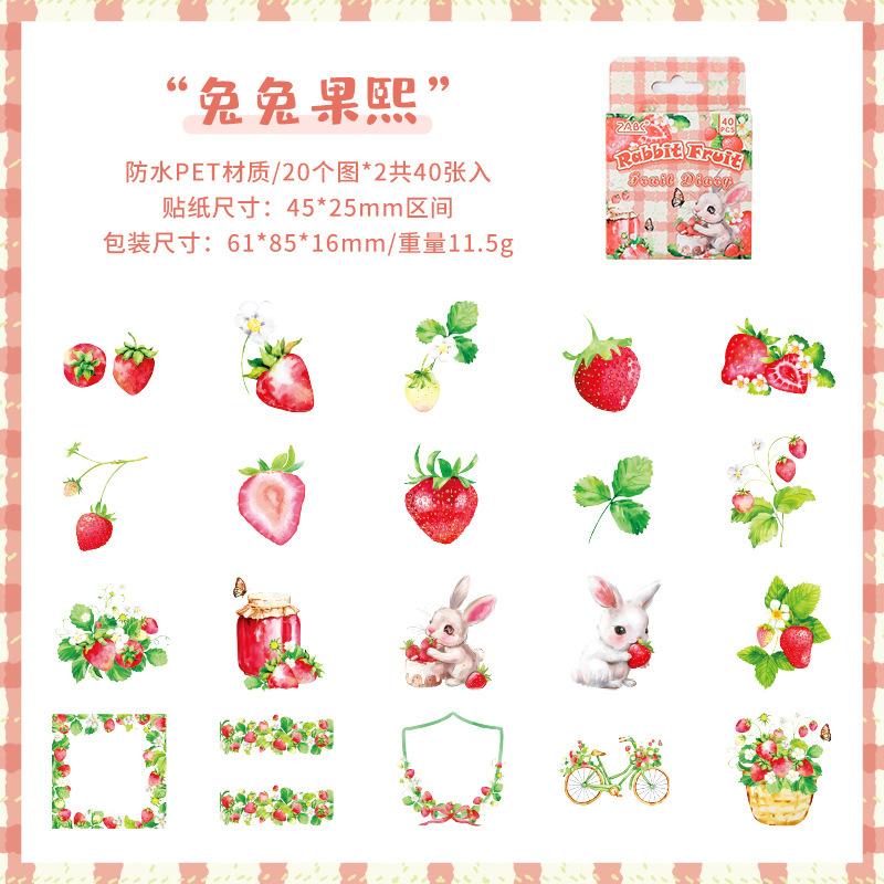 

40-Sheet Cute Cartoon Fruit-Themed Stickers, Vibrant Fruit Patterns for Journal Embellishment, Notebook Decoration
