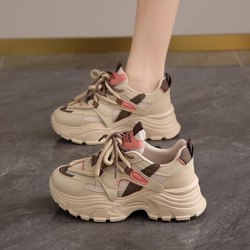 Platform Dad Shoes Women's 2025 Summer New Super Fire Versatile Breathable Mesh Sports Shoes Lightweight Casual Little White Shoes