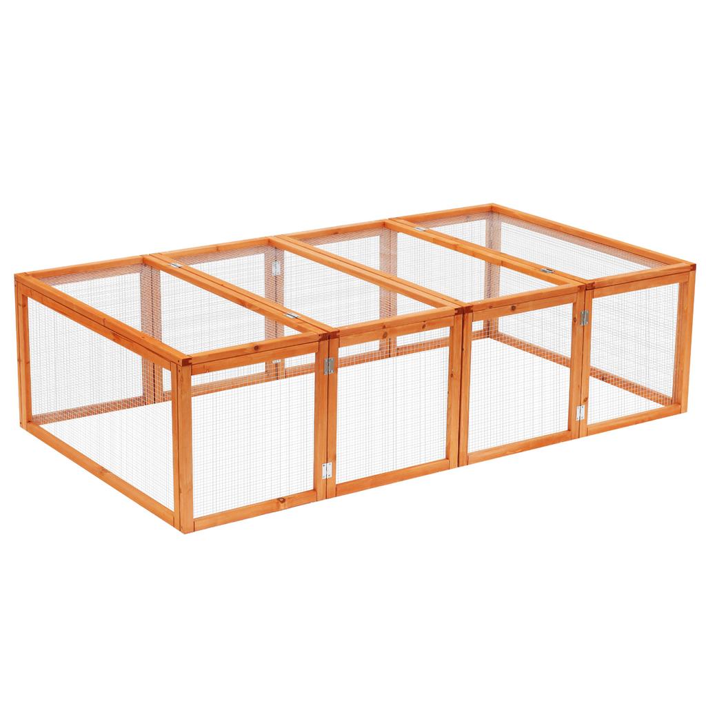 Wooden Rabbit Hutch Cage 6ft with Wire Mesh, Openable Roof, Play Space for Outdoor, Natural Wood Finish