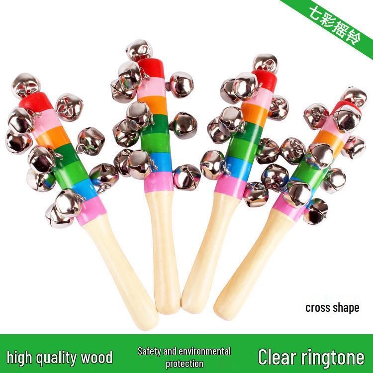 Wooden Baby Rattle Toy for Newborns and Toddlers (0-12 Months) - Grasping & Early Education Puzzle Handbell