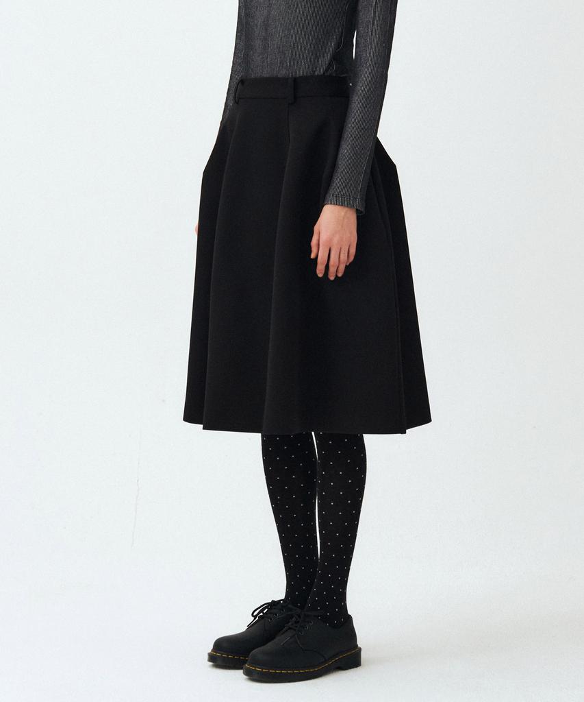 Mais Black Uneven Midi Skirt