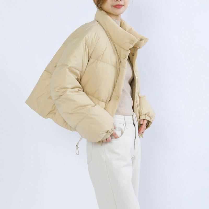 Solid-Color Minimalist Thickened Women's Short-Length Stand-Up Collar Thickened White Duck Down Puffer Jacket