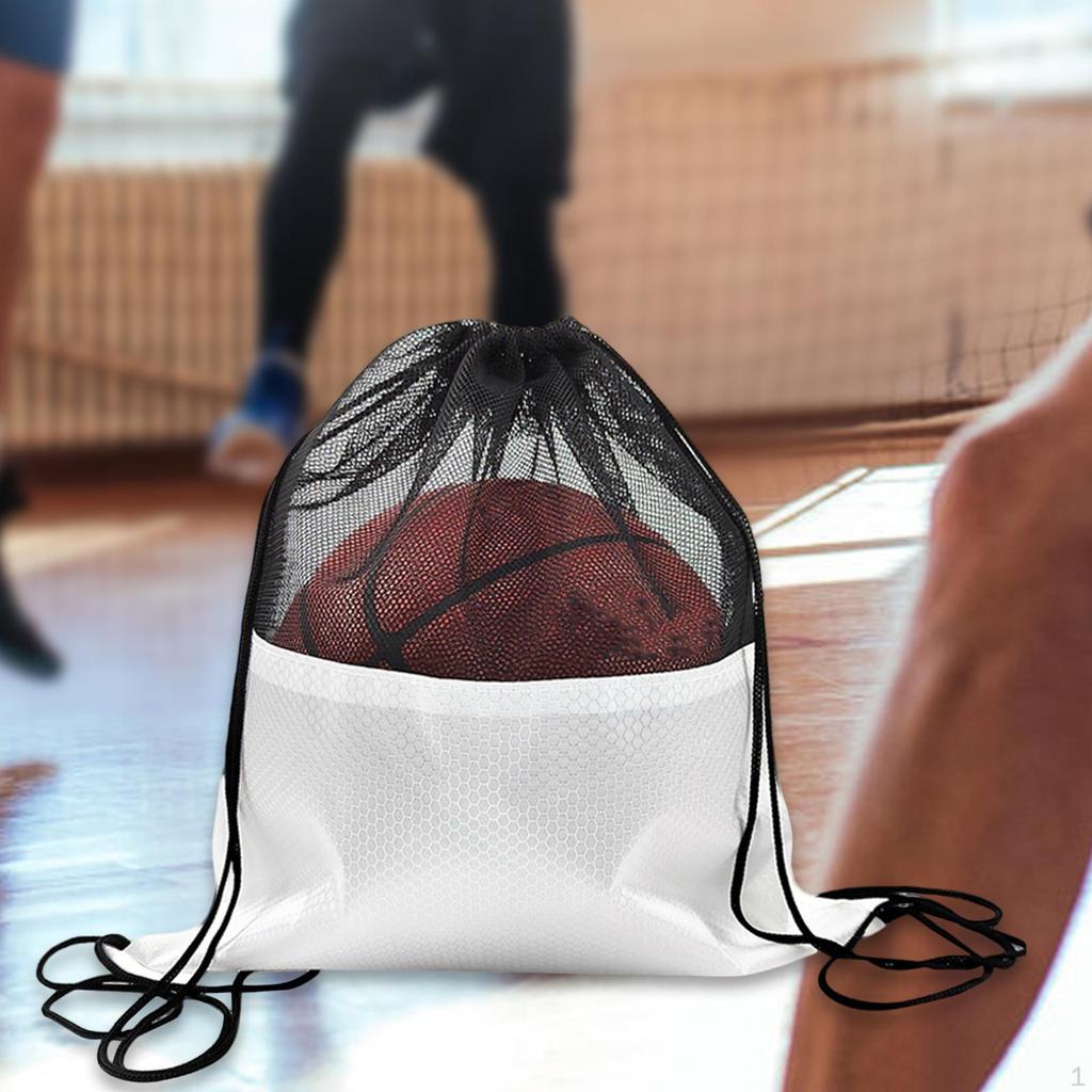 Basketball Mesh Bag Drawstring Backpack Oxford Cloth for Football Soccer