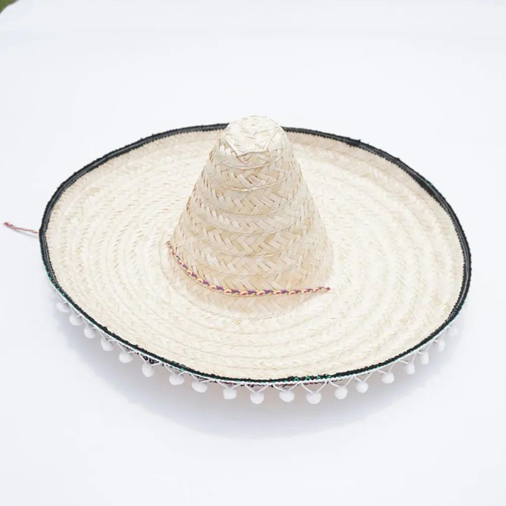 Summer Colorful Wide Brim Mexican Party Hat Halloween Party Straw Hats Decor Sombrero Beach Hat Men