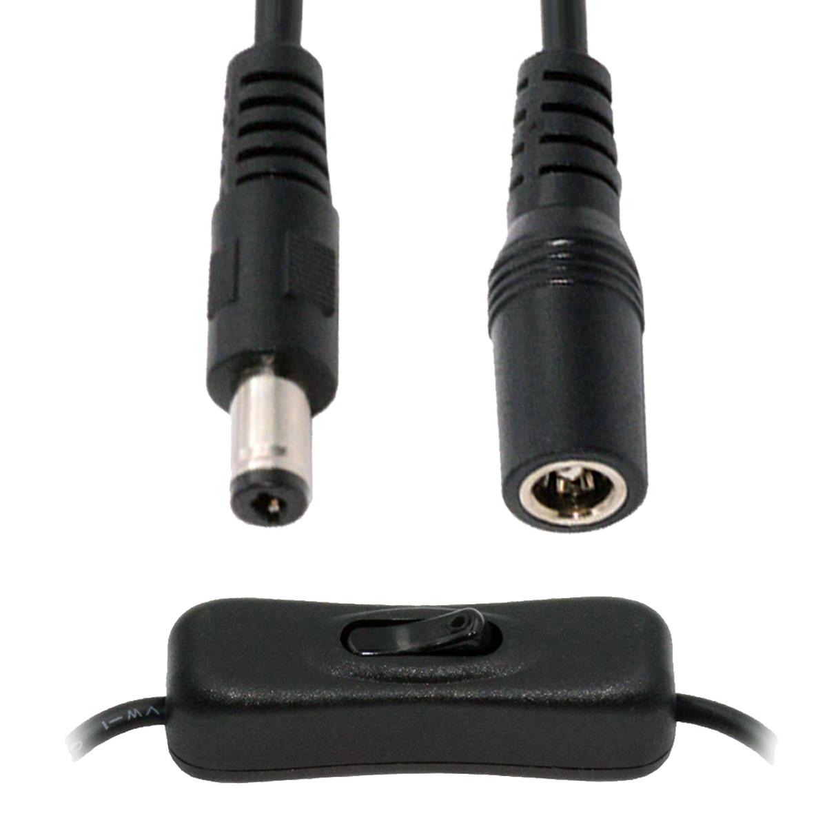 

PW-012-DC DC Cable with On/Off Power Switch Button DC 5.5x2.1mm Male to Female for DC 5V Desk Lamp Fan Camera As Shown A