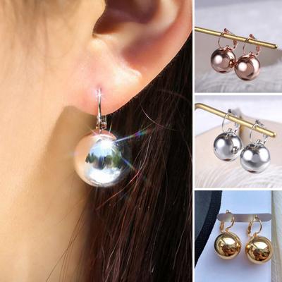 1 Paire Boucles d'Oreilles Pendantes Élégantes Vintage Rondes Lisses Éclat Brillant Décoratives Cadeau Femmes Boucles d'Oreilles Créoles à Pendentif en Forme de Boule Bijoux pour Port Quotidien