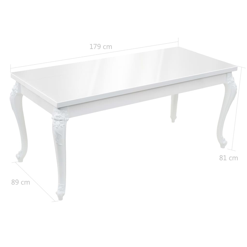 Eettafel 179x89x81 cm Hoogglans Wit