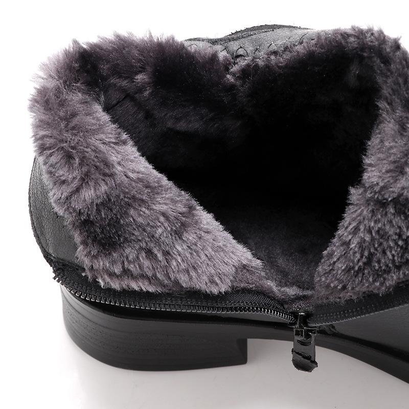 NEW Fashion Soft Leather Women Ankle Boots High Heels Zipper Shoes Warm Fur Winter Boots for Women Plus Size rtg5