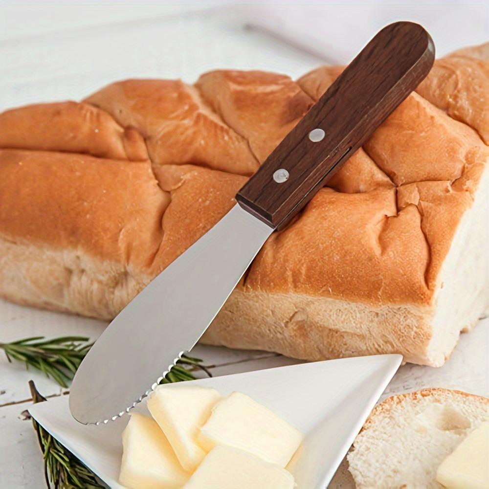 Stainless Steel Butter Western Cutlery Bread Jam Wooden Long Handle Butter Spatula Pastry Cream Scraper 6