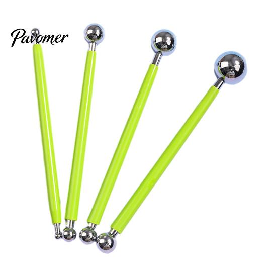 4 Size Clay Shaping Tool 4Pcs Polymer Set, Sculpting Stick with Stainless Rod Steel Ball, DIY Fondant Pottery Modeling Tools Art Craft Supplies