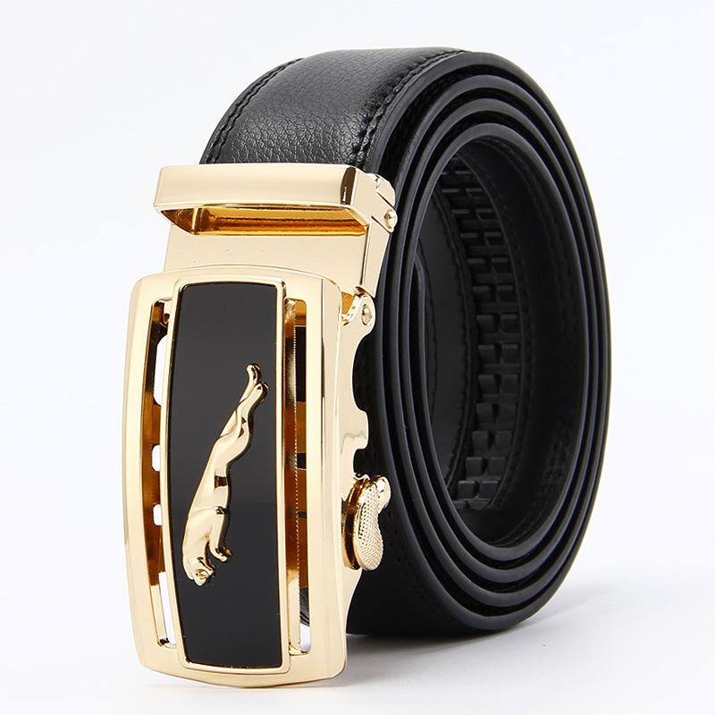 

Двухслойный ремень из коровьей кожи с автоматической пряжкой, мужской ремень, дракон, леопард, корейский, деловой, ремень из коровьей кожи 110-130CM