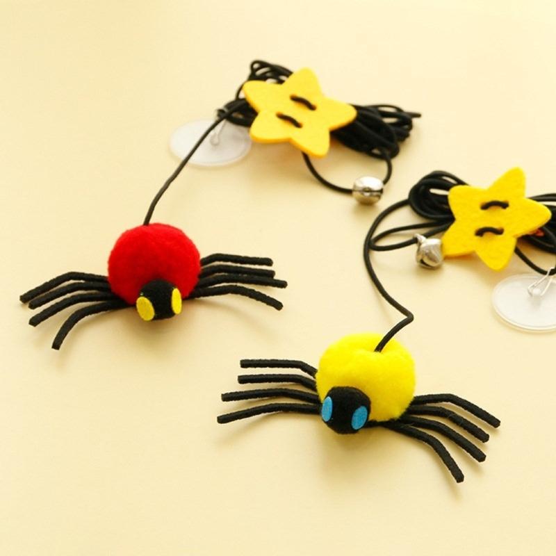 Swinging Hanging Elasticity Rope Playing Stick Bells Spiders Durability Cats Plaything for Indoor Cats