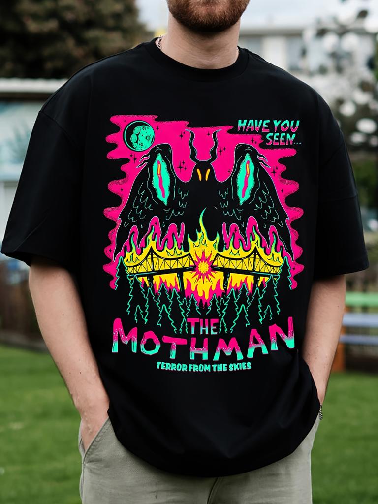 Summer Hot Selling TALENT LOAD Mothman Halloween Tshirt 100 Cotton Round Neck Short Sleeved Street Style Loose Fit