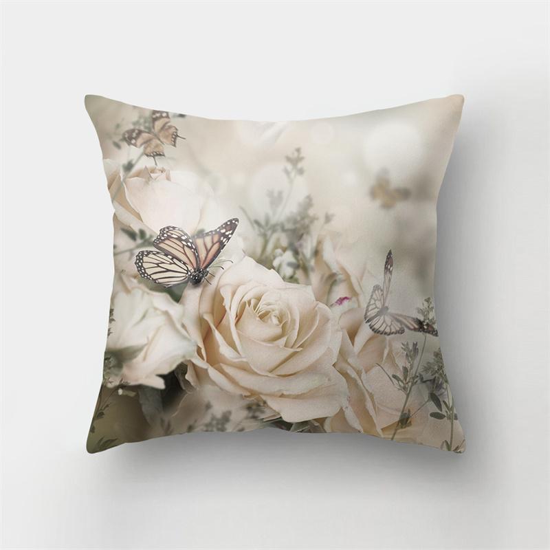 Beautiful Butterfly Floral Landscape Print Pattern Cushion Cover Home Living Room Sofa Decoration Pillow Pillow Cover 45x45cm