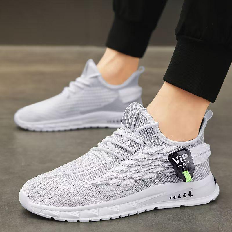 Men's Shoes Spring and Summer Coconut Breathable New Mesh Men's Casual Running Non-slip Sports Shoes Versatile Flying Woven Trendy Shoes