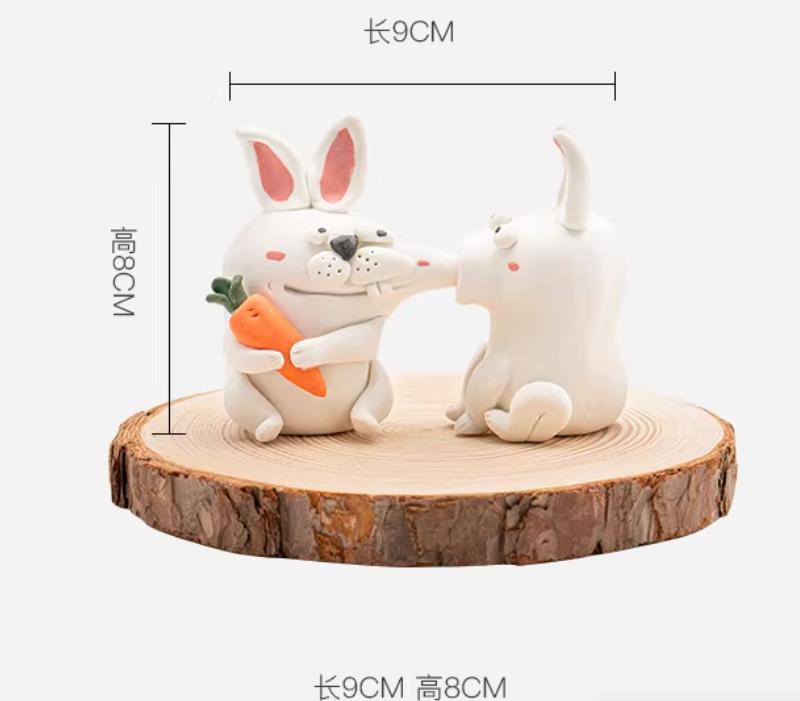 

Household Cute Rabbit Pure Handcrafted Home Decoration Creative Gift for Friends, Couples, Anniversary Car Decoration Mascot світло-сірого кольору