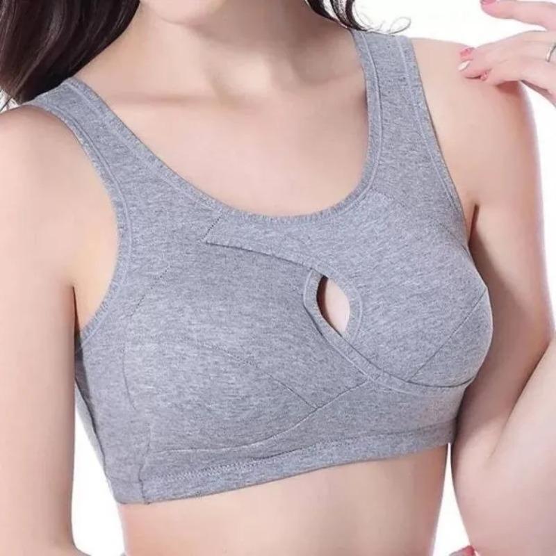 Women's Plus Size Non-steel Ring Beautiful Back Gather Anti-sagging Underwear Cotton Sports Sleep Bra Sexy Hollow Out Design