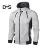 Uomo Autunno Inverno Cappotto con Cappuccio Doppia Cerniera Chiusura Coulisse Colorblock Finto Due Pezzi Giacca Sportiva con Polsini Elastici e Orlo Fitness Outerwear