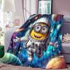 Kawaii (Minions) Cartoon Blanket with Big Eyes, Soft and Comfortable Flannel Blanket Suitable for Travel and Home Use.