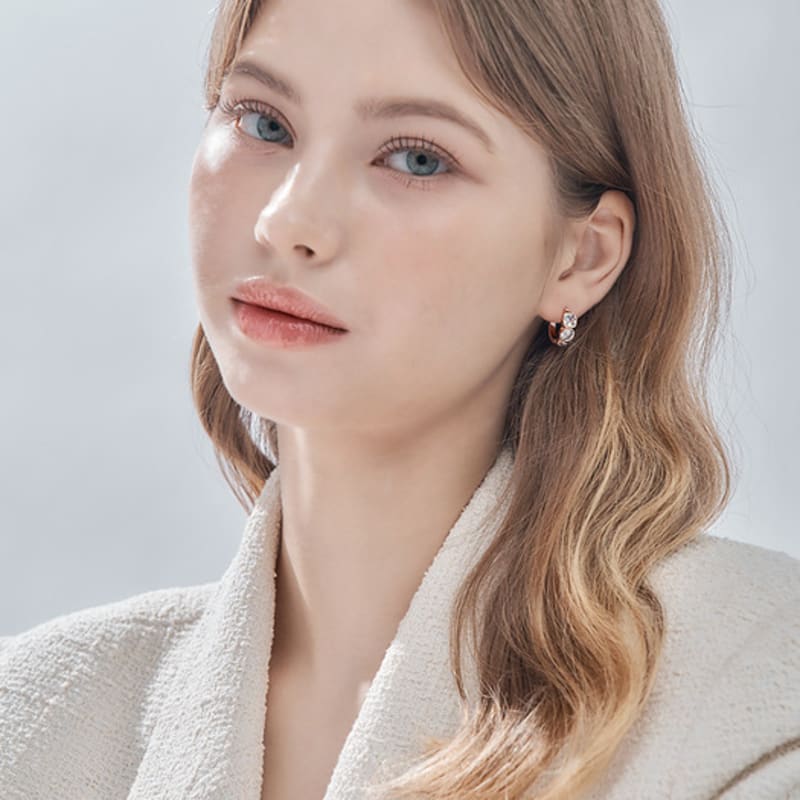 ELLE Jewelry 14K GF Triple Stone Midi One-Touch Earrings ELGPEE533