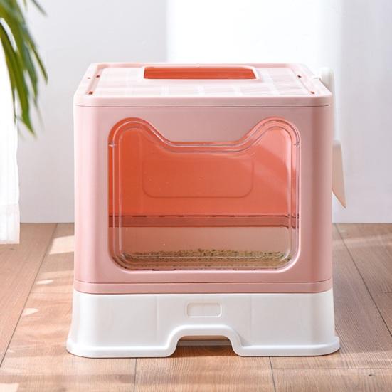 Enclosed Cat Litter Tray Extra Large Cat Litter Box with Lid And Drawer Anti-splash Hop-In Cat Toilet Includes Cat Litter Scoop