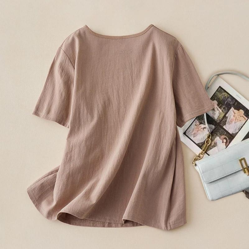 T-shirt for Women Summer Cotton T-shirt Soft Loose Printed Casual Comfortable Pullover T-shirt Top