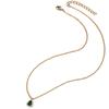 Exquisite Green Teardrop Synthetic Zircon Inlaid Necklace, Gold Tone Fashion Accessory Gift for Women