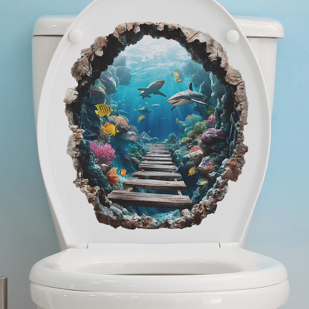 Creative and Serene Underwater World Bathroom Home Background Beautification and Decoration Wall Stickers