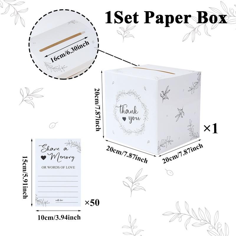 WTEMPO Festive Party Gift Boxes with Cards Writable and Graffiable White Wedding/Bridal Shower/Proposal Cards Boxes, DIY Foldable Universal Vote Boxes