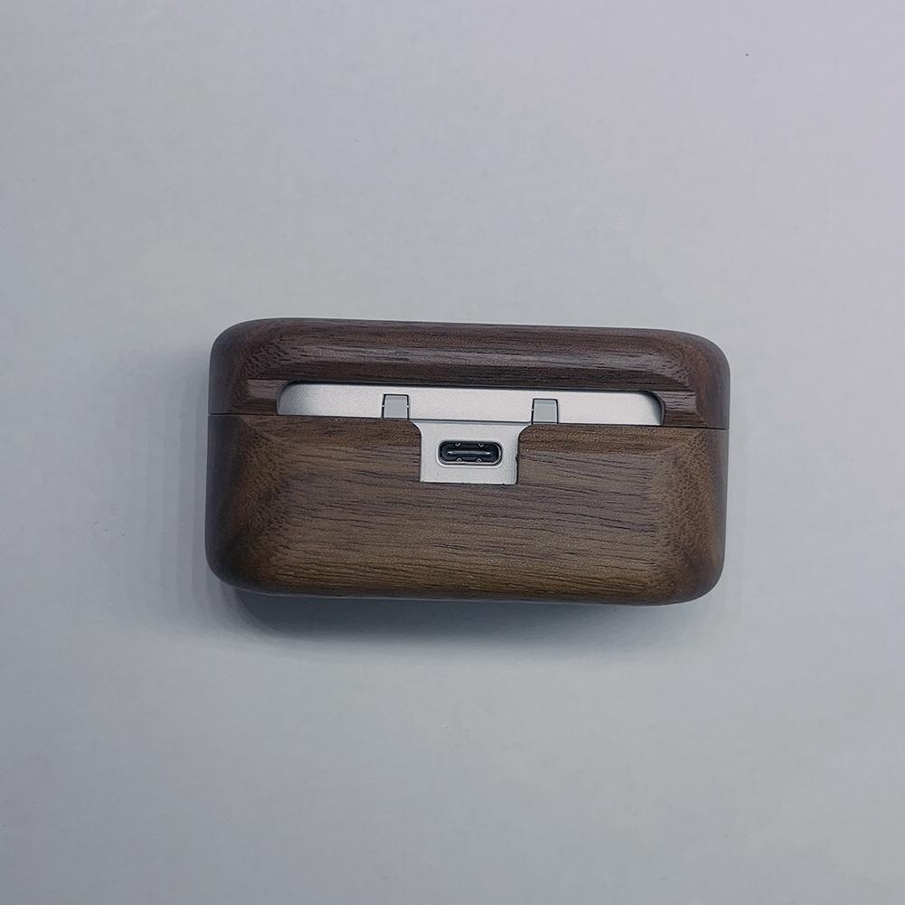 Für Technics EAH-AZ100 Schutzhülle für Kopfhörer aus Massivholz Walnuss Kabellose Bluetooth-Kopfhörer Ladebox Abdeckung Harte Hülle