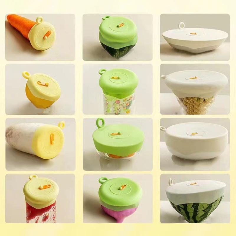 1/3pcs Silicone Stretch Food Covers | Reusable Eco-Friendly Lids With Pull Tab & Weekly Tracker For Bowls/Jars/Cans