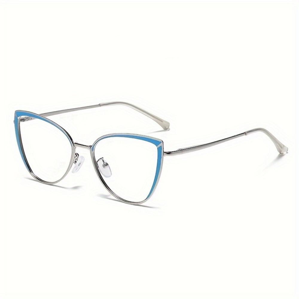 1 Pair Of New Color Changing Anti Blue Light Glasses Metal Cat Eye Holder Women'S Fashionable Glasses