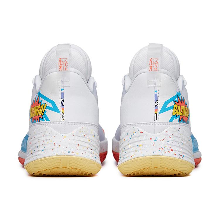 New Anta Light Horseman 3 Cushioned Slip Resistant Mid Top Basketball Shoes Men's White Blue 112221608-4