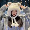Elegant Little Bear Hat For Women Girls Thickening Casual Pullover Hat Embroidered Bear Coldproof Ear Protection Hat Gifts