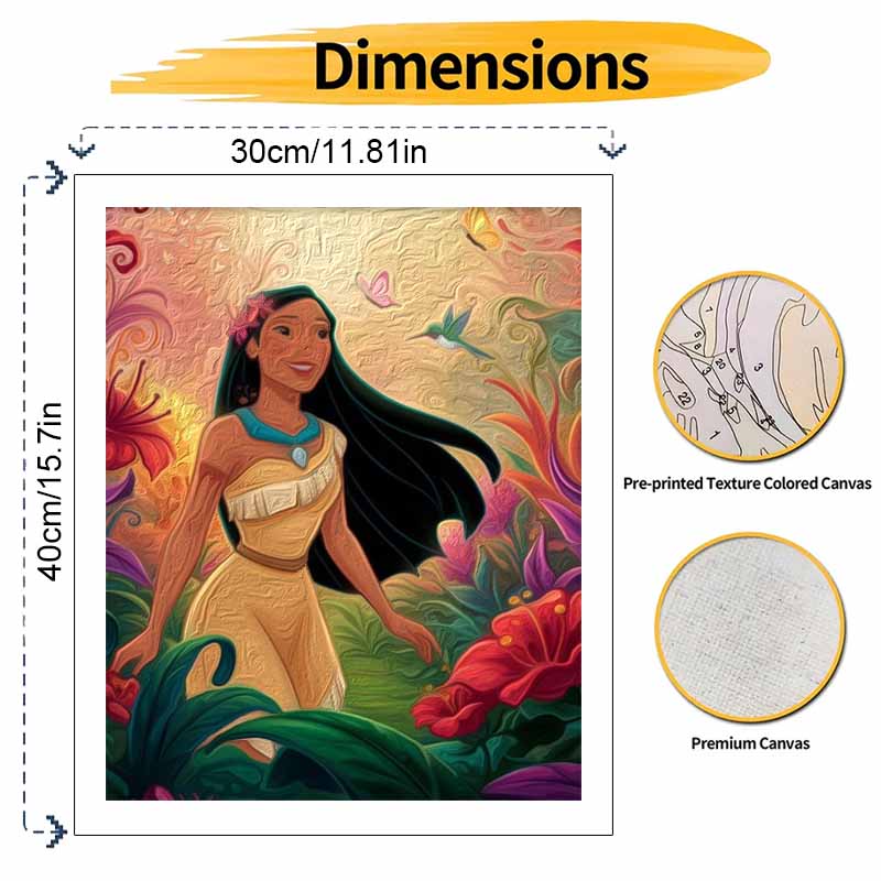 Disney Pocahontas Oil Paint Digital Painting Art Kit Handmade DIY Painting Kit Home Decor