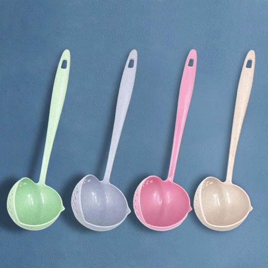 2-In-1 Long Handle Soup Ladle with Strainer Soup Spoon Essential Kitchen Tool for Cooking