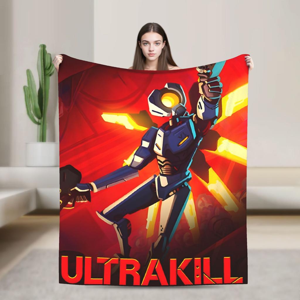 Ultrakill V1 V2 Shooting Game Blanket Coral Fleece Plush Autumn Winter Hell Is Full Multifunction Ultra-Soft Throw Blanket Home