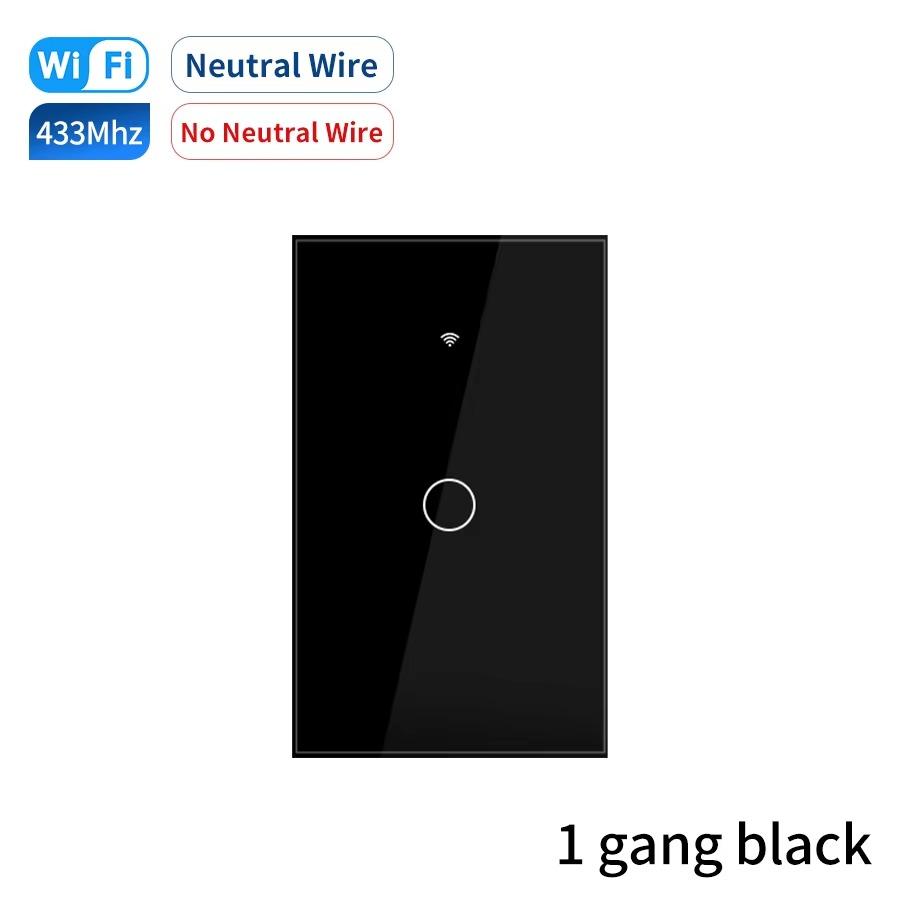 

Tuya Smart Switches US Light Switch Нулевой провод/Нулевой провод не требуется 1/2/3/4 Gang WiFi Touch Switch Работает с Alexa Google