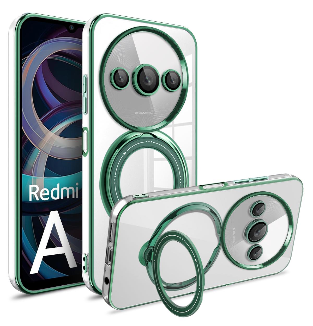 

Magsafe Прозрачный чехол-кольцо с беспроводной зарядкой и магнитным объективом для Redmi A3 Note 13 Pro Plus 4G 5G Xiaomi Poco X6 Pro X6 13T Redmi A3 темно-зеленого