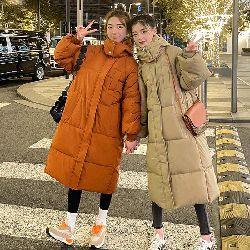 Autumn Winter Thicken Female Warm Long Parka Women Solid Color Loose Puffer Big Pocket Hooded Coat Jackets Outwear