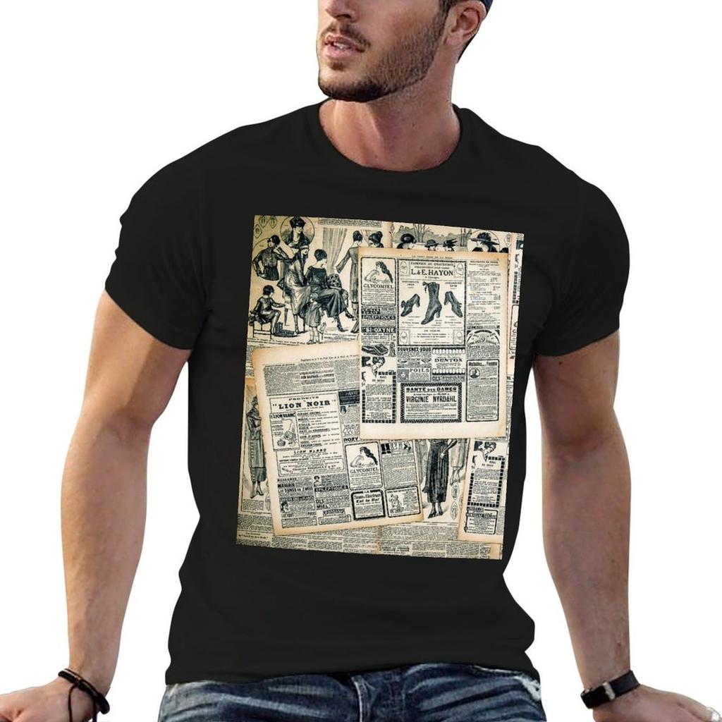 Old Newspaper Print T-Shirt cotton t shirts high quality t shirts for man pack white t shirt ma