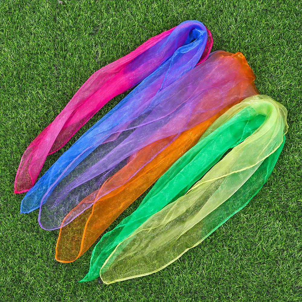 Music Scarves Juggling Performance Props Square Silk Scarf Gradient Color Scarf Gradient Color Dancing Scarf Dance Scarfs